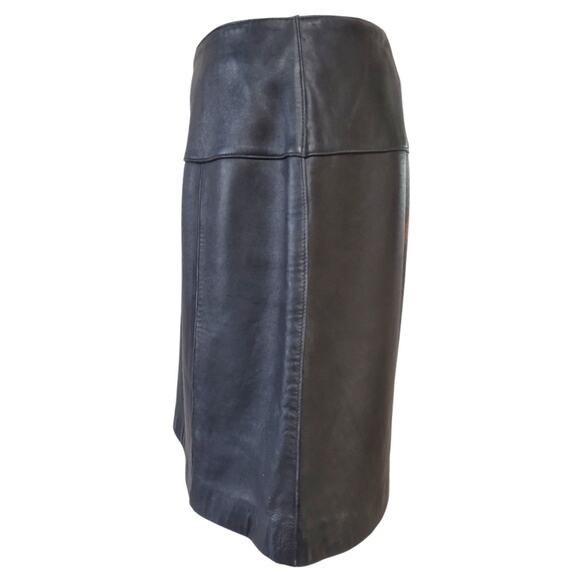 VALERIE STEVENS Vintage Black Leather Mini Skirt Plus Sz 16 A-line Dressy Career - Picture 2 of 9